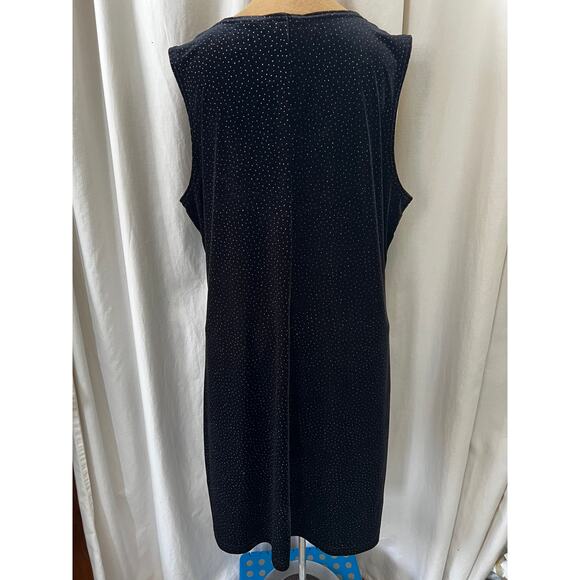 Vintage Kathie Lee 90s Goth Black velvet sparkle mini holiday party dress large - Picture 3 of 8